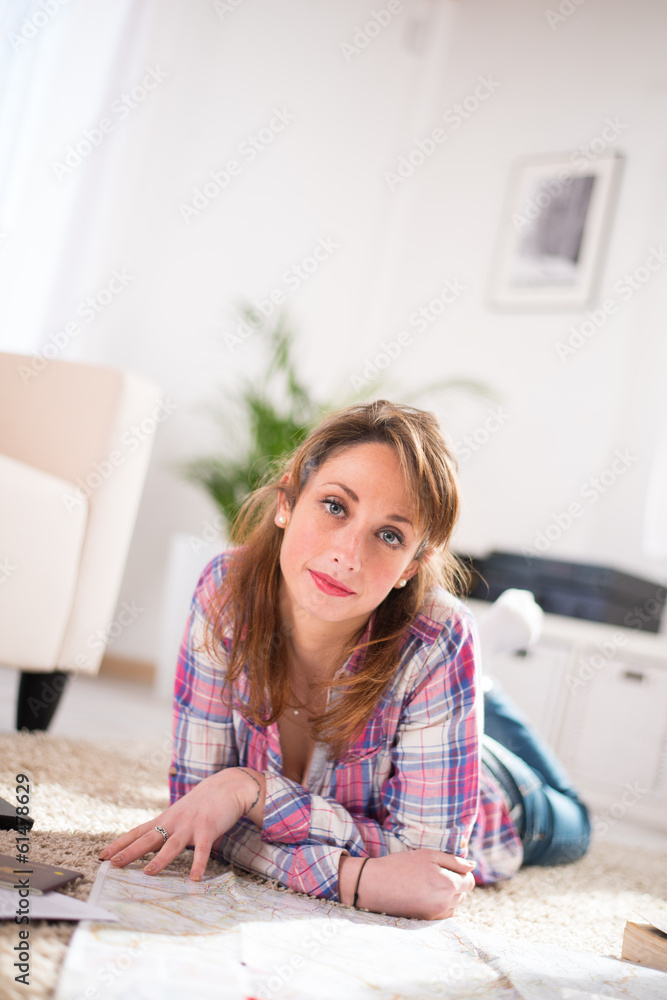 Cheerful young women at home with laptop Cheerful young women at home with laptop