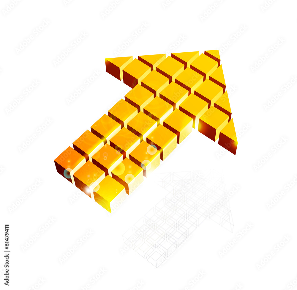 Arrow icon made of orange cubes