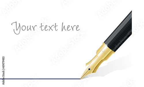 Fountain Pen Drawing Line Vector Template