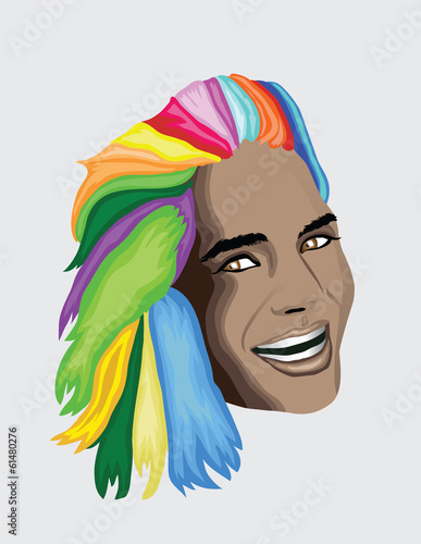 Multi coloured hair woman