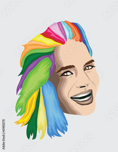 Multi coloured hair woman
