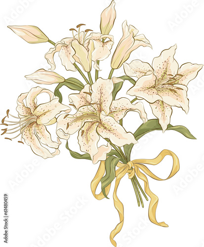Fototapeta Naklejka Na Ścianę i Meble -  Bunch of lilies isolated over white background