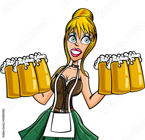 Cartoon Bavarian bard maid