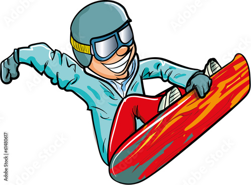 Cartoon snowboarder in the air