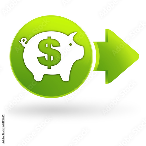 épargne dollars sur symbole web vert