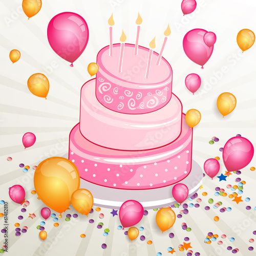 Vector Illustration of a Birthday Cake
