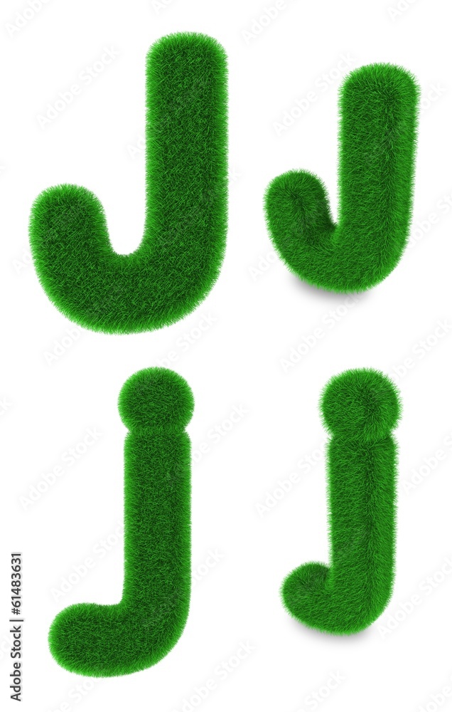 Letter J made of grass Letter J made of grass