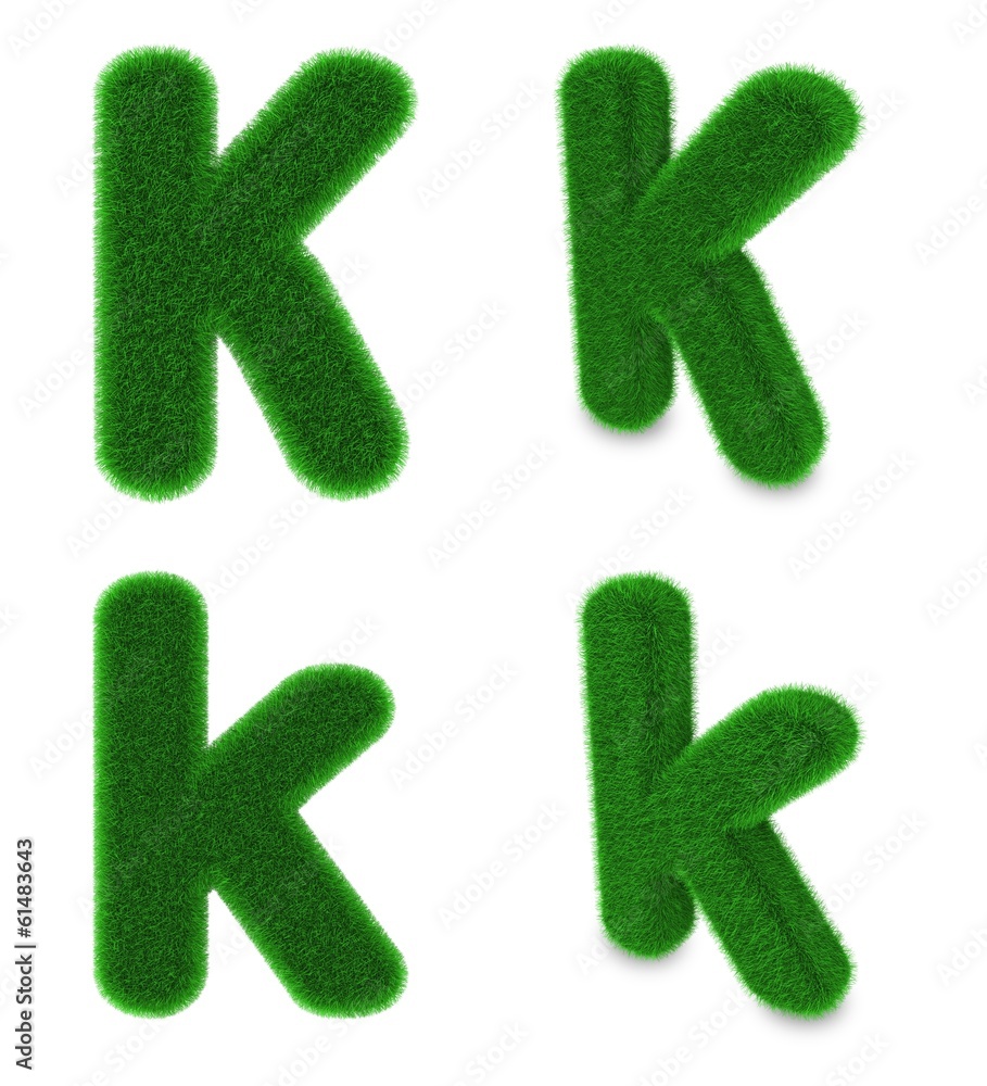 Letter K made of grass Letter K made of grass