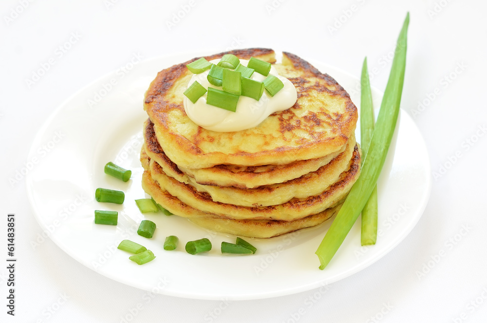 Potato pancakes with green onion