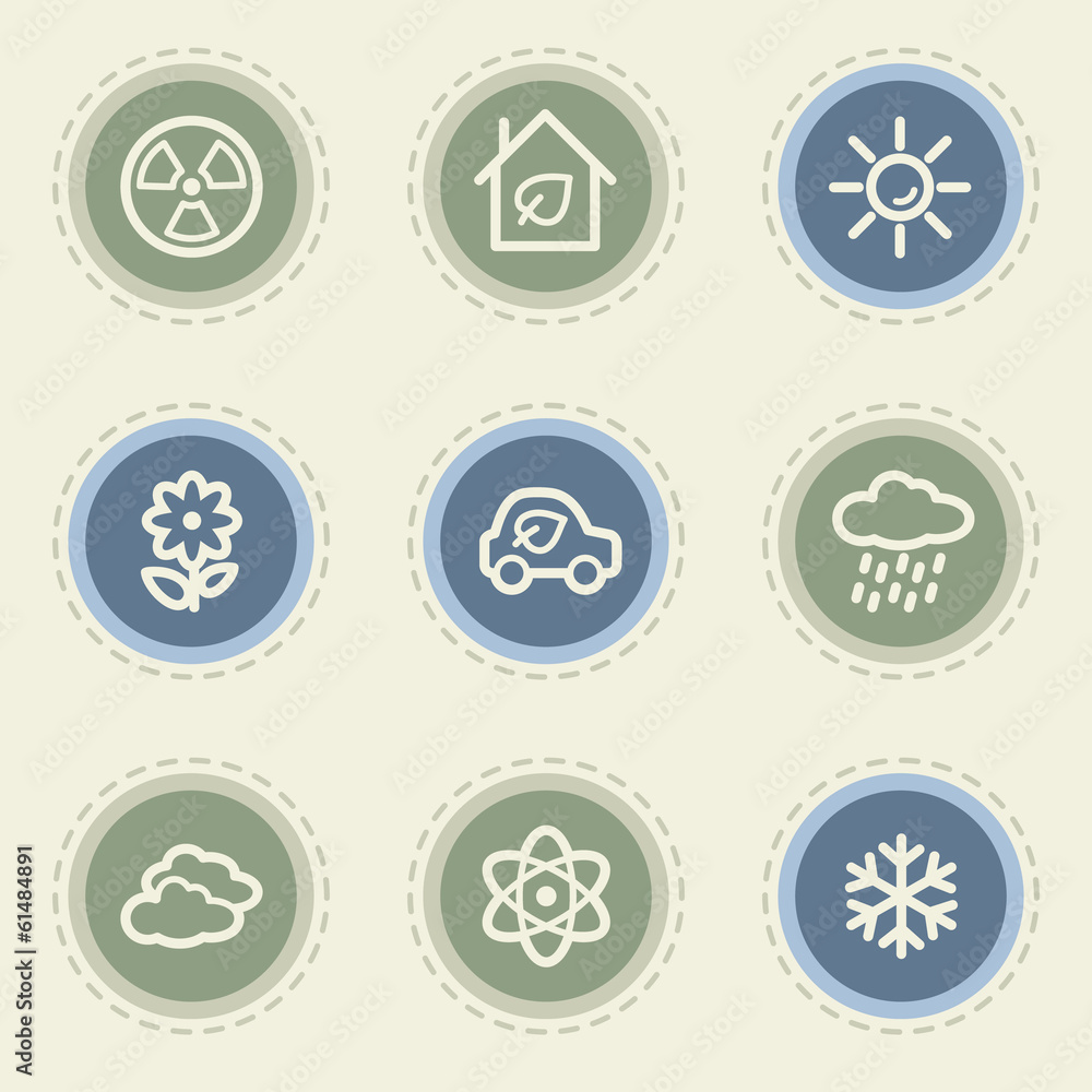 Ecology web icon set 2, vintage buttons