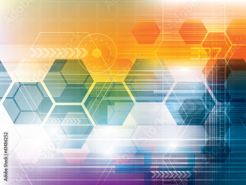 Abstract technology background with hexagons