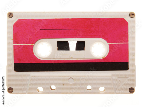 old, pink, retro music audio tape