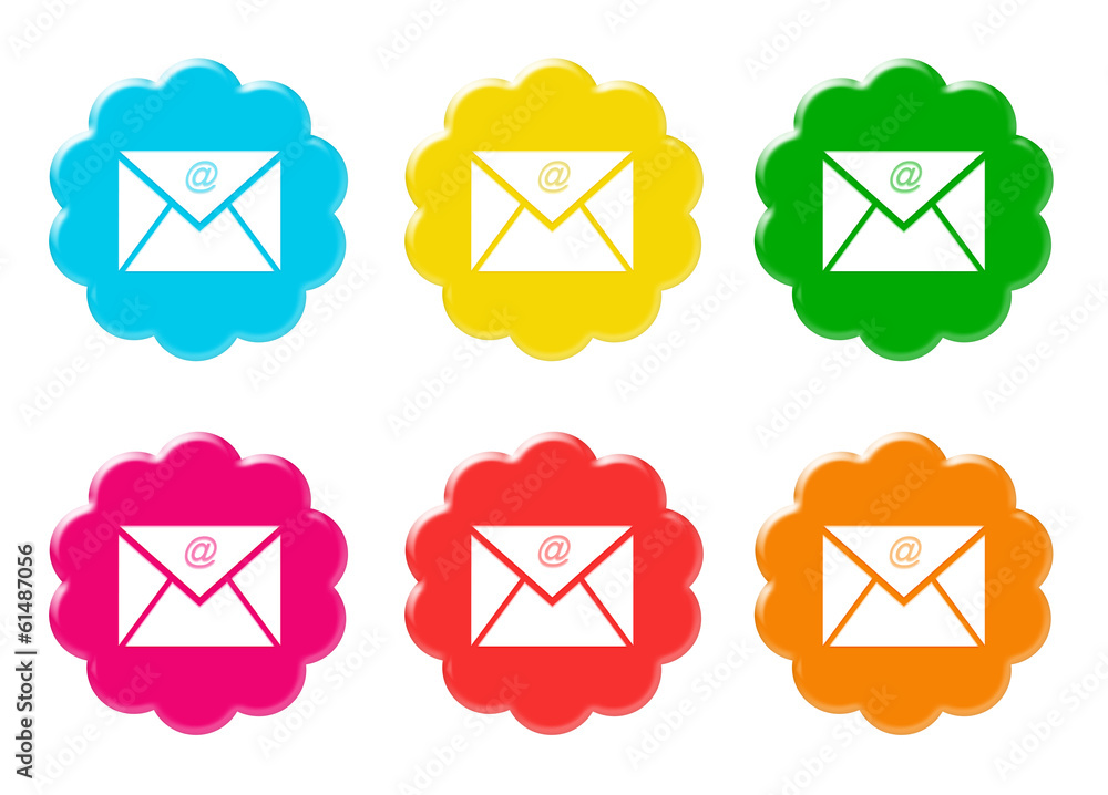 Set of cloud icons with email symbol Set of cloud icons with email symbol