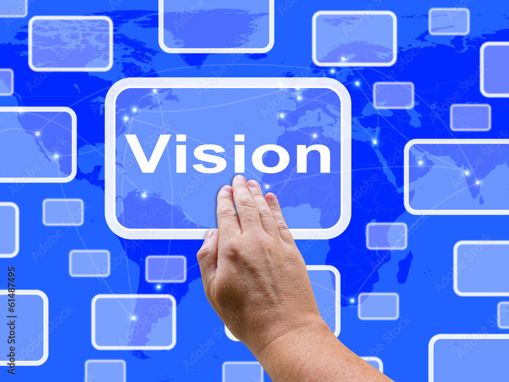 Vision Touch Screen Shows Concept Strategy Or Idea Vision Touch Screen Shows Concept Strategy Or Idea