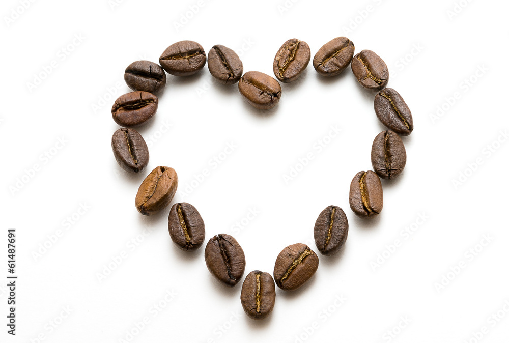Coffee beans in the shape of a heart Coffee beans in the shape of a heart