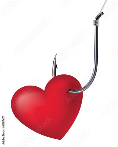 Heart on the hook. Vector illustration