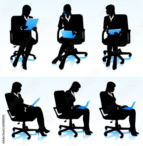 Modern businesswomen in office chairs