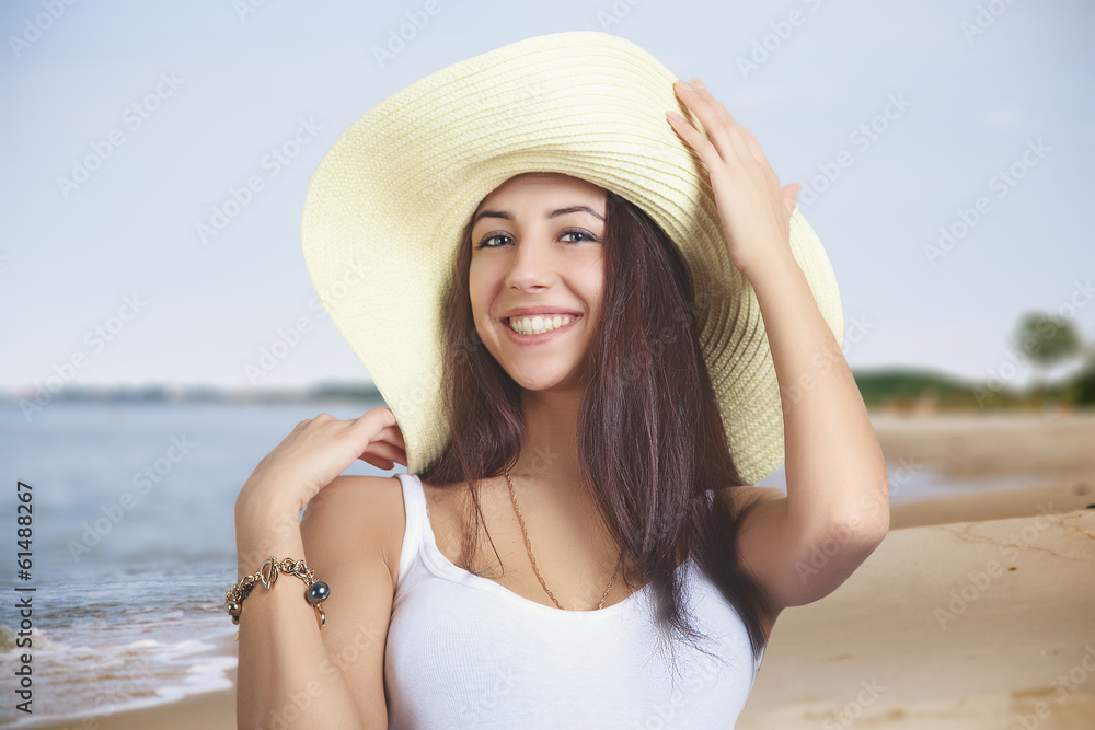 laughing girl in hat