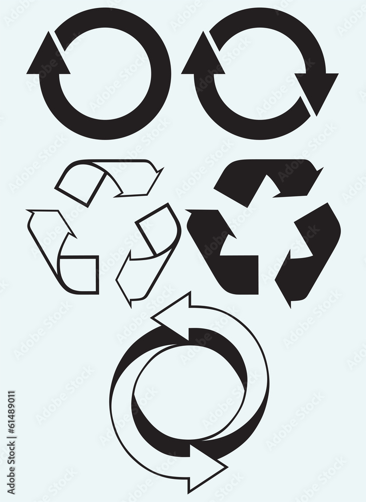 Recycling symbol isolated on blue background Recycling symbol isolated on blue background