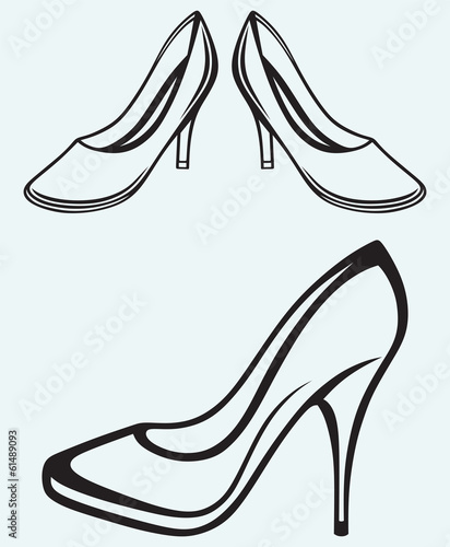 High heel shoes isolated on blue background