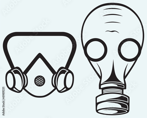 Gas mask isolated on blue batskground