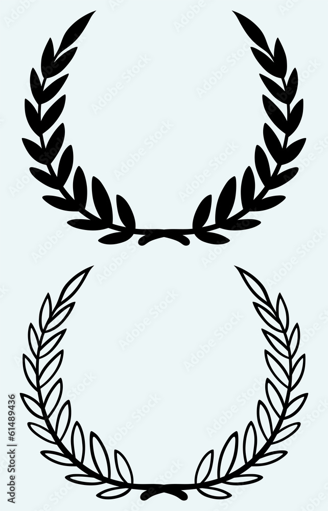 Laurel wreaths isolated on blue background