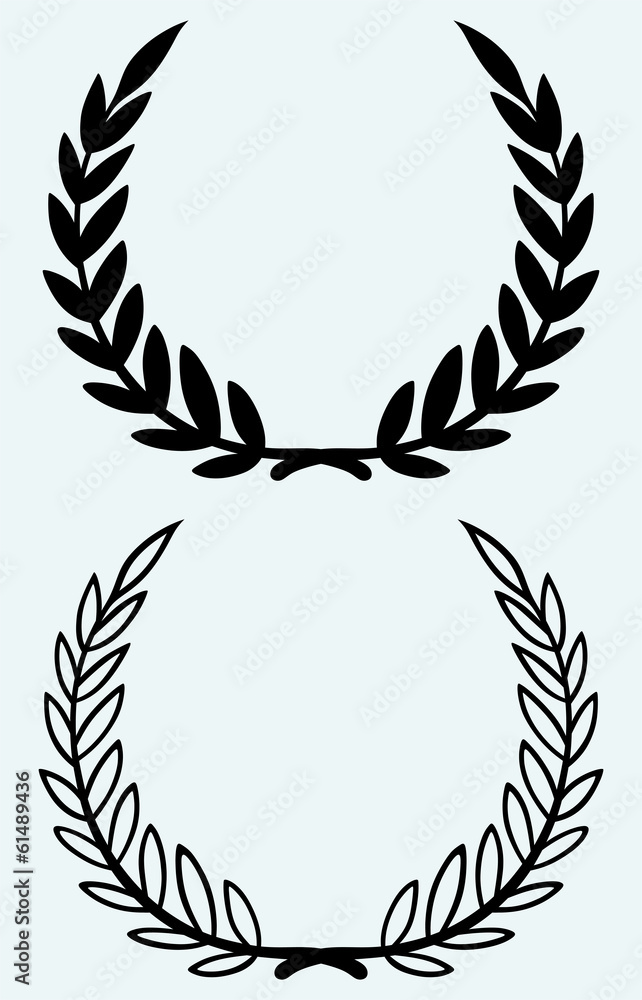 Laurel wreaths isolated on blue background Laurel wreaths isolated on blue background