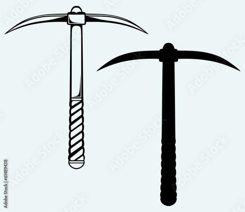 Pickaxe isolated on blue background