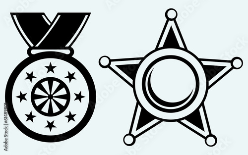 Sheriff badge and medal with ribbon