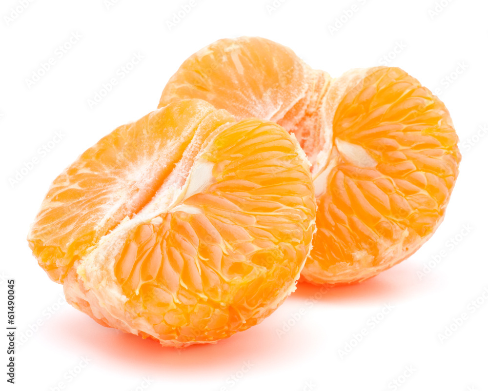 Peeled tangerine or mandarin fruit half Peeled tangerine or mandarin fruit half