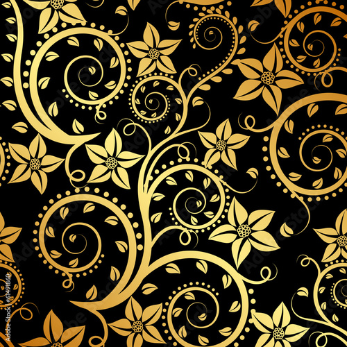 black and gold floral background