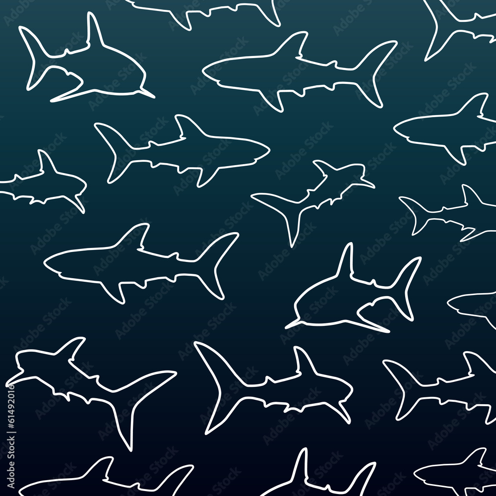 Sharks silhouettes_vector