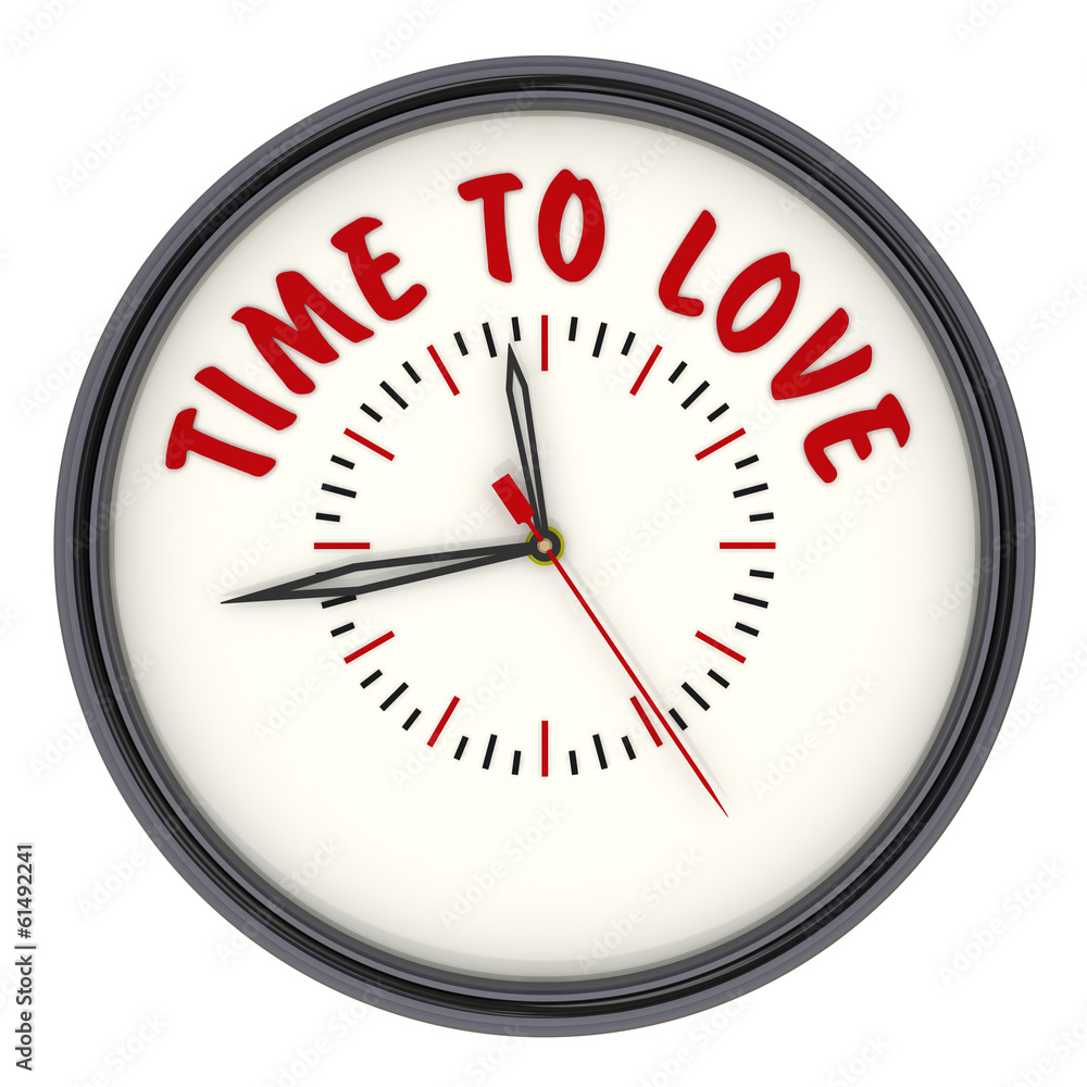 Time to love. Clock with the inscription Time to love. Clock with the inscription