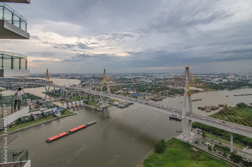 Fototapeta premium Bhumibol Bridge bird's eye view