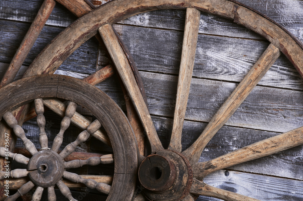 Old wheels from a cart