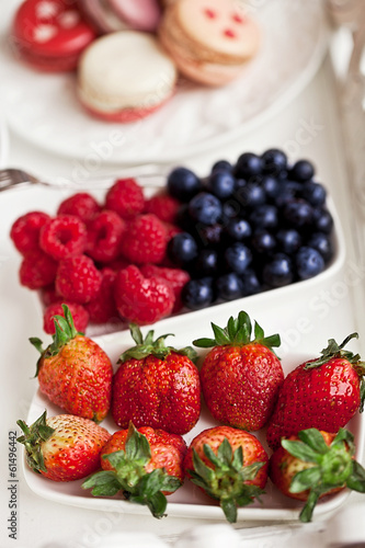 Sweet breakfast with strawberry  blueberry  raspberry