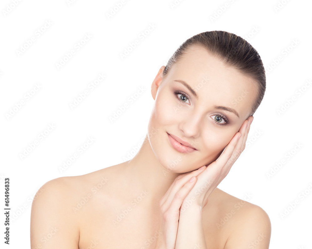 A healthy and sensual girl isolated on white A healthy and sensual girl isolated on white