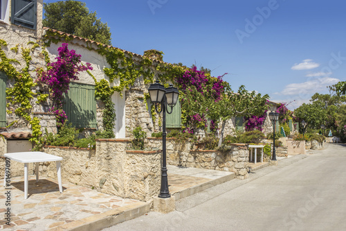 Typical Provencal alley, Embiez Island, south of France
