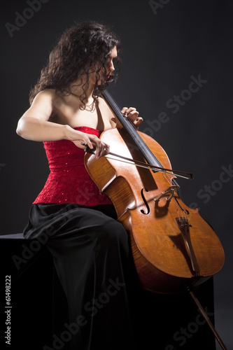 Young Woman Playing Violoncello