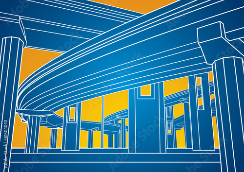 Vector lines overpass, bridge, automotive isolation
