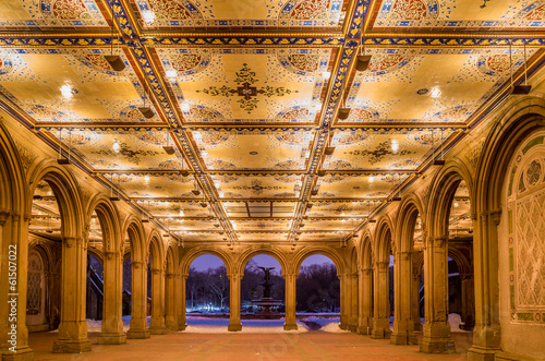 renovated Bethesda Arcade and Fountain in Central Park, New York photo