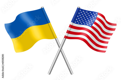 Flags: The United States and Ukraine photo
