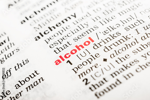 Alcohol Word Definition In Dictionary Close Up photo