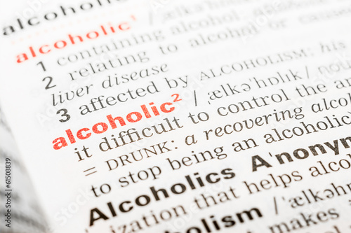 Alcoholic Word Definition In Dictionary Close Up photo
