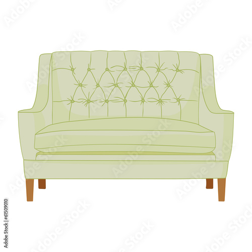 classic fabric sofa light color on wooden legs