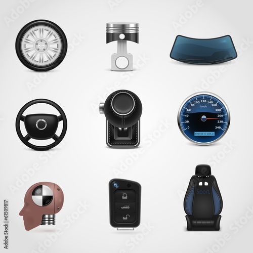 car parts vector icon set