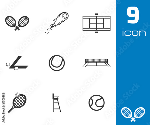 Vector black tennis icons set