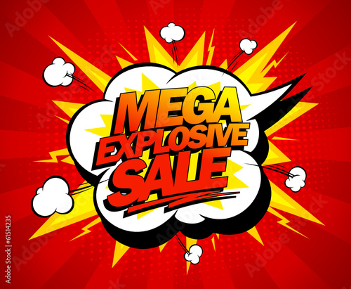 Mega explosive sale design, comics style.
