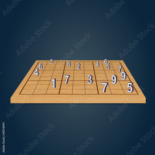 Sudoku board with numbers. Vector