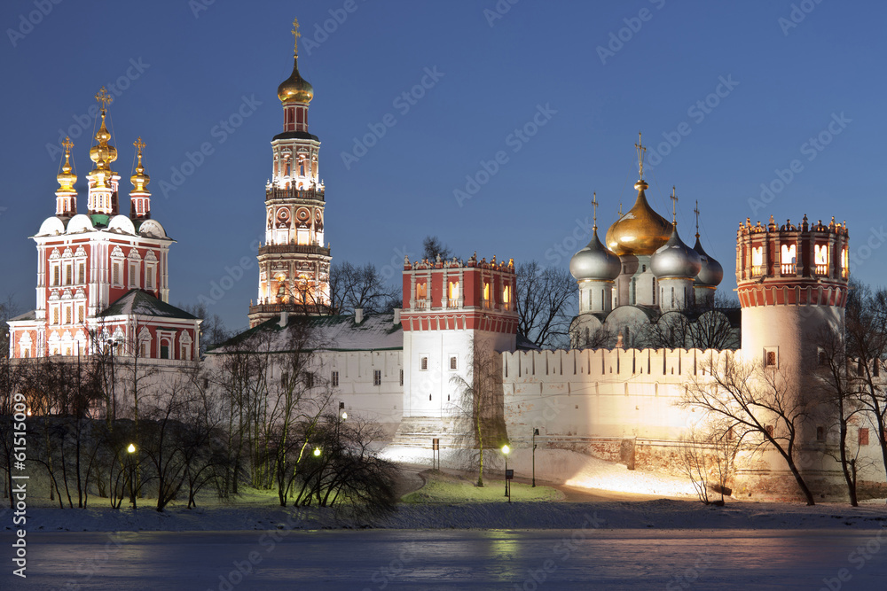 Novodevichy women's monastery at night. Moscow Novodevichy women's monastery at night. Moscow